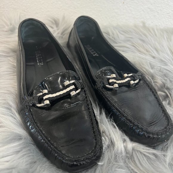BALLY BLACK Womens Loafers Signature Striped Ribbon Horsebit Loafers Sz US 6 - Picture 2 of 12